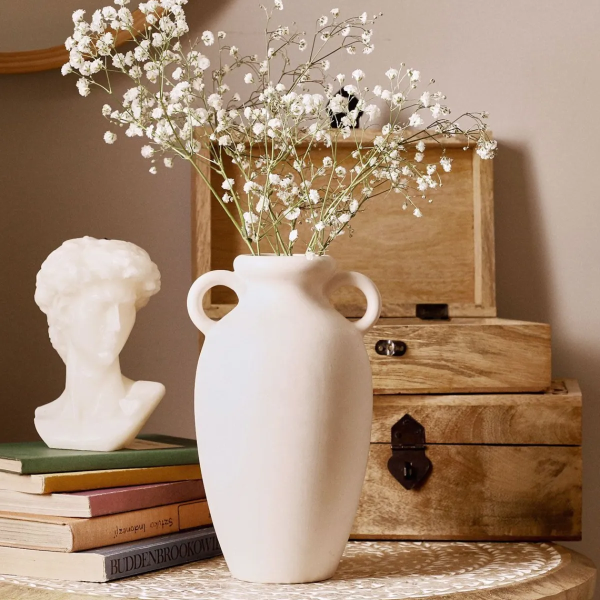 HOMLA Wazon Nera Ceramiczny Z Uchwytami 12X11X20 Ecru Sale