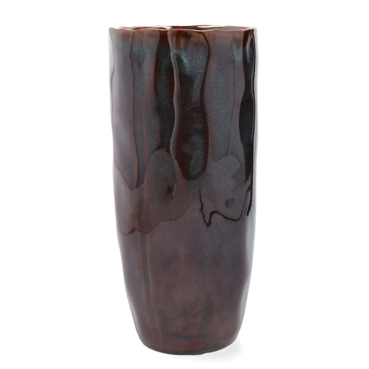 HOMLA Wazon Rona Ceramiczny Granatowy 10X10X24 Cm Brazowy Hot