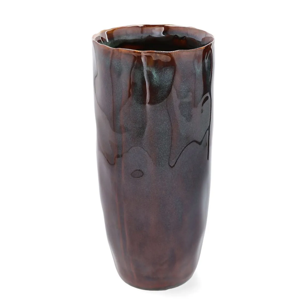 HOMLA Wazon Rona Ceramiczny Granatowy 10X10X24 Cm Brazowy Hot