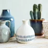 HOMLA Wazon Serena Ceramiczny Z Niebieskimi Kreseczkami 13X13X15 Cm Discount