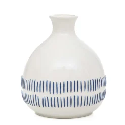 HOMLA Wazon Serena Ceramiczny Z Niebieskimi Kreseczkami 13X13X15 Cm Discount