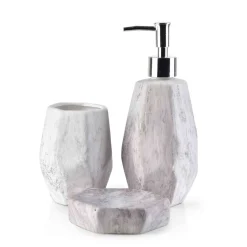 BATHLAB Zestaw Akcesoriow Lazienkowych Odette Natural 3 El. Bialy Best