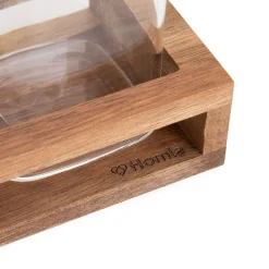HOMLA Zestaw Butelek Carlos Na Oliwe Z Akacjowa Podstawka 2 Szt. Naturalny Discount