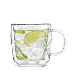VIALLI DESIGN Zestaw Filizanek Geo Z Podwojna Scianka 2 Szt. 330 Ml Przezroczysty