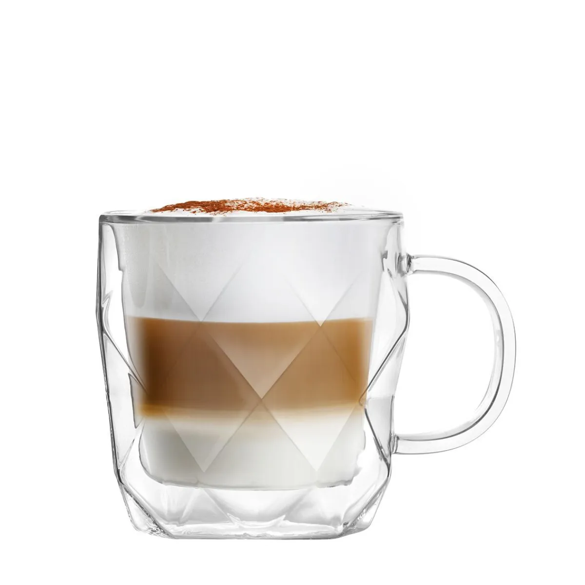 VIALLI DESIGN Zestaw Filizanek Geo Z Podwojna Scianka 2 Szt. 330 Ml Przezroczysty