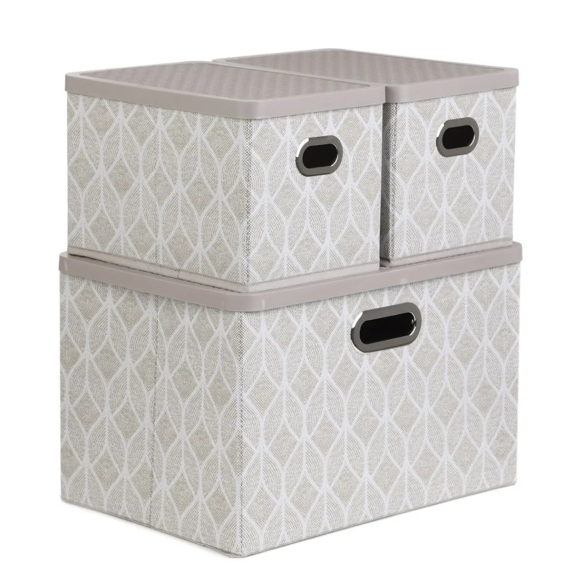 HOMLA Zestaw Koszy Do Przechowywania Nola Bezowych 1X39X27X17 Cm 2X18X26X17 Cm