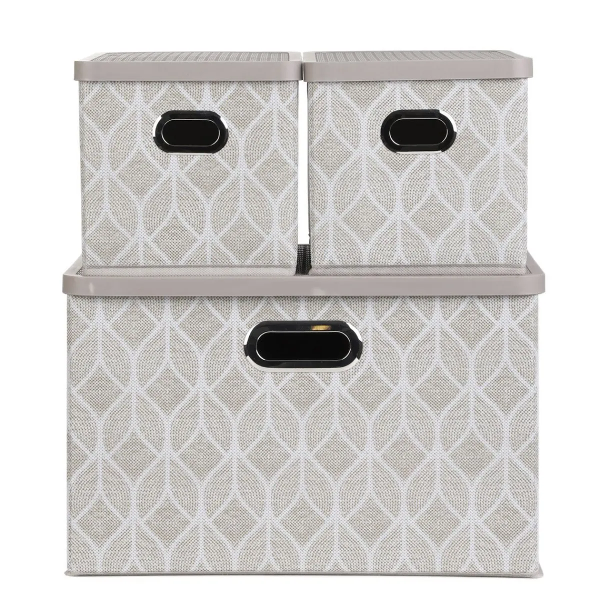 HOMLA Zestaw Koszy Do Przechowywania Nola Bezowych 1X39X27X17 Cm 2X18X26X17 Cm