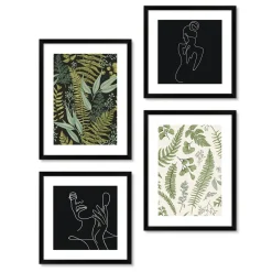 KNOR Zestaw Obrazow Paprocie 30X30 Cm+30X40 Cm Czarny New