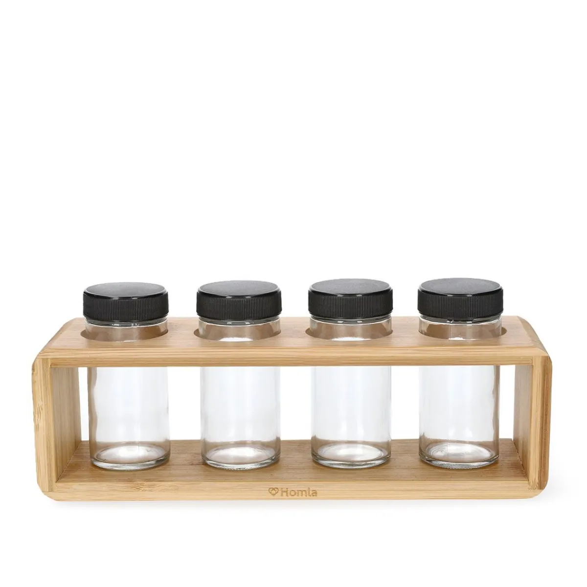 HOMLA Zestaw Przyprawnikow Bambou Bambusowych Na Stojaku 4 Sloiczki 26X7,5 Cm Naturalny Sale