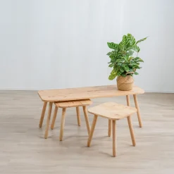 HOMLA Zestaw Stolikow Kawowych Jatil Naturalny 120X40X43\\40X40X35,5 Cm Discount
