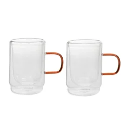 HOMLA Zestaw Szklanek Cembra Retro Z Podwojna Scianka I Bursztynowym Uchem 2 Szt. 0.35 Discount