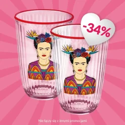HOMLA Zestaw Szklanek Frida Kahlo Fuksjowych, 2 Szt. 0.38 Hot