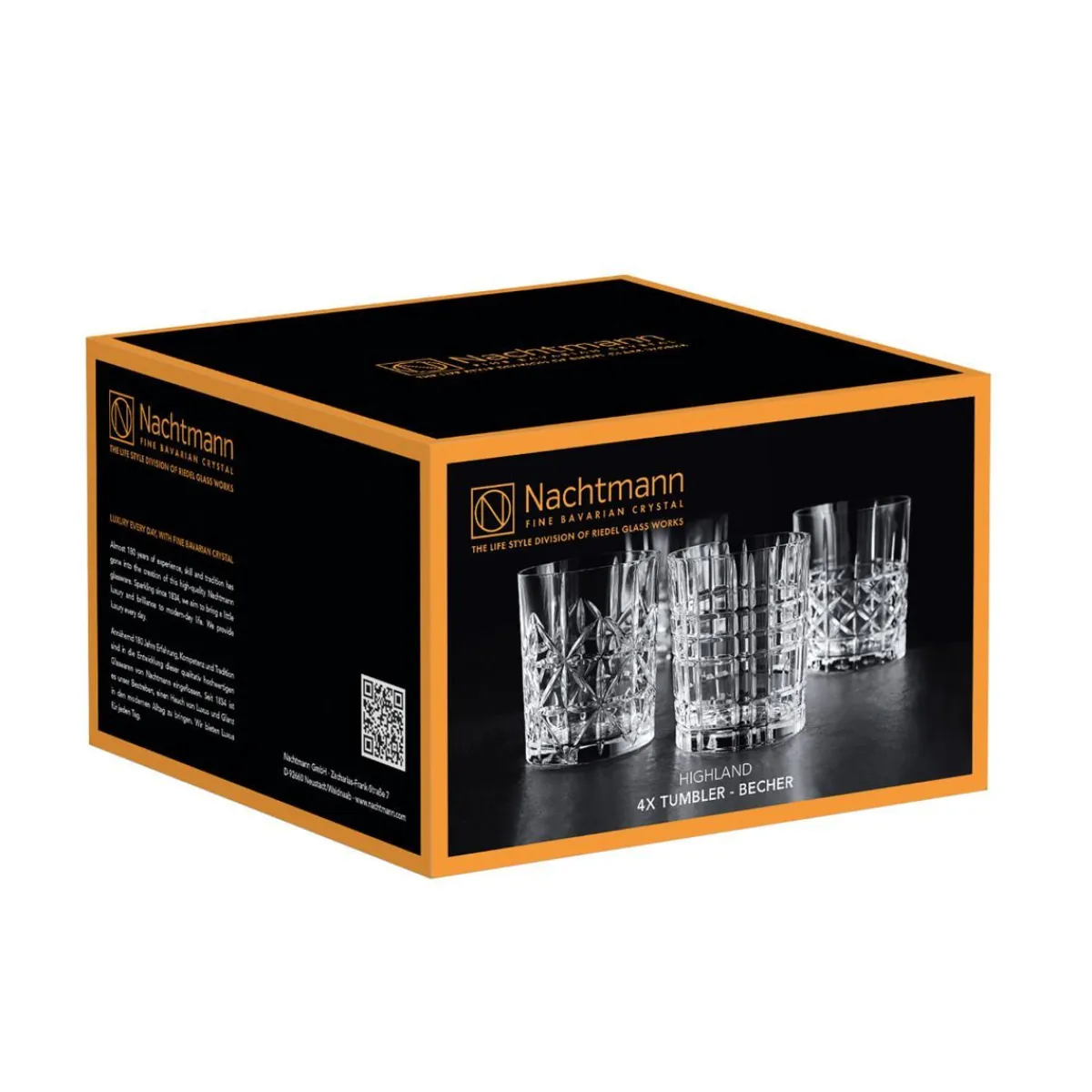 NACHTMANN Zestaw Szklanek Highland Do Whisky Tumbler 4 Szt. 0,345 L Przezroczysty New