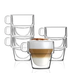 VIALLI DESIGN Zestaw Szklanek Senso Z Podwojna Scianka 6 Szt. 280 Ml Przezroczysty New